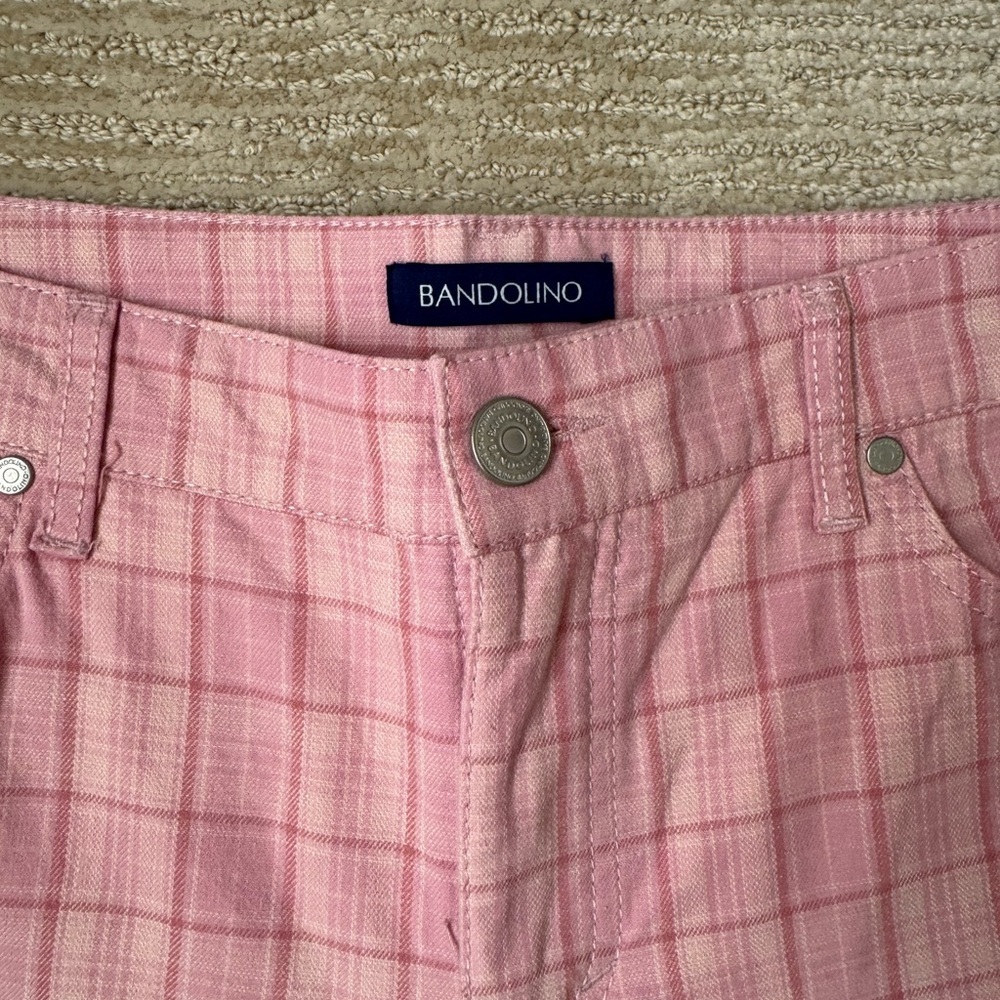 Bandolino Pink Flat Front Shorts with Plaid Pattern - Picture 2 of 7